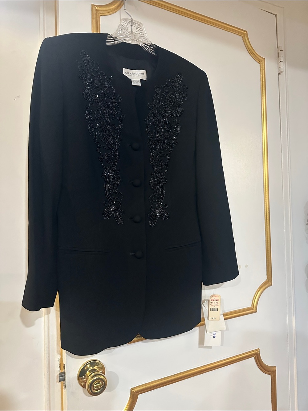 Liz Claiborne Black Beaded Women's Blazer and skirt set. Size 8